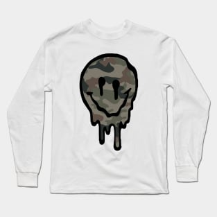 Camoflage Drippy Smiley Face Long Sleeve T-Shirt